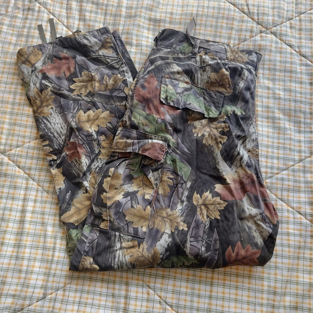 Master Sportsman Mens XL Leaf Camo Cargo Pants Rugged Outdoor Gear Cotton 42x31